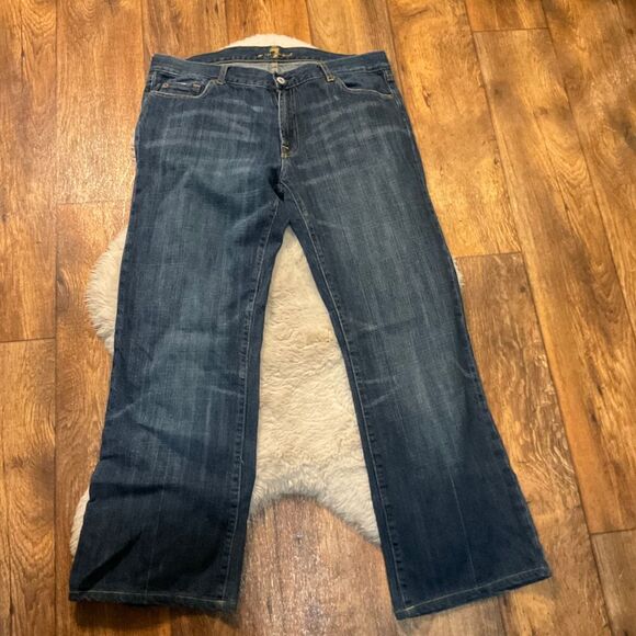 7 For All Mankind Men's Denim Jeans Size 38 Dark Wash 30" Inseam Bootcut T520061 - Picture 1 of 10